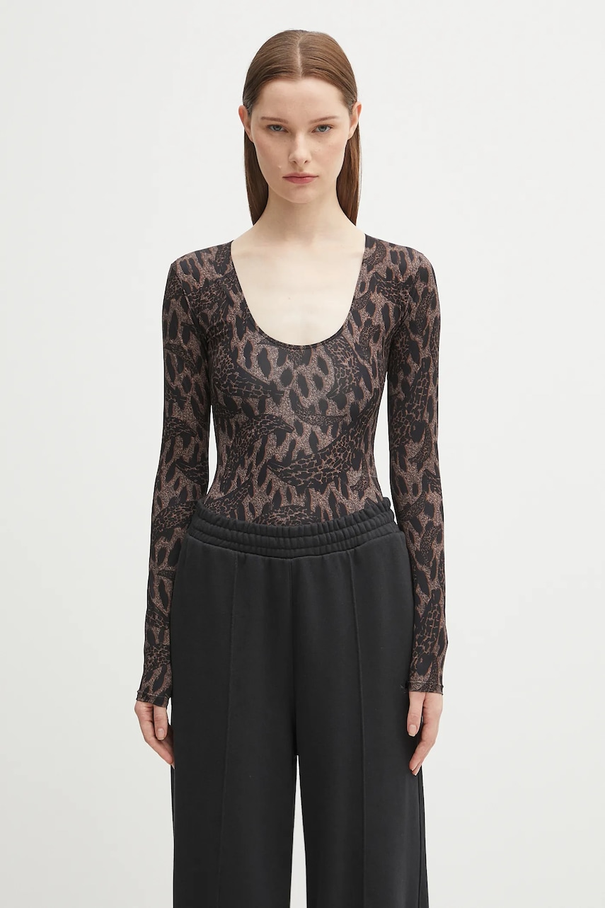 Body Fiorucci Banimalier Print Scoop Neck hnědá barva, W02FPTBO225LY01BR01