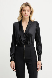 Body s přídavkem hedvábí Elisabetta Franchi černá barva, CB00757E2