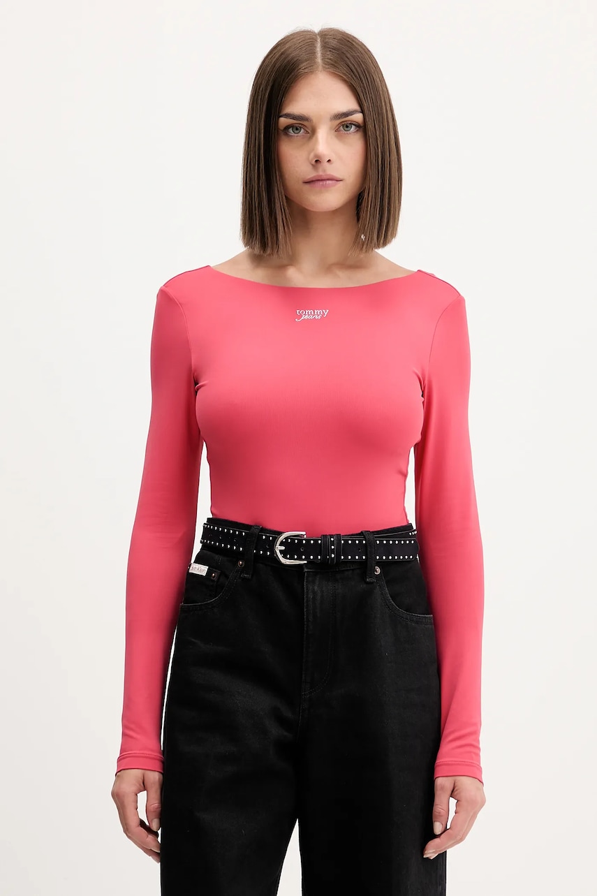 Body Tommy Jeans růžová barva, DW0DW21574