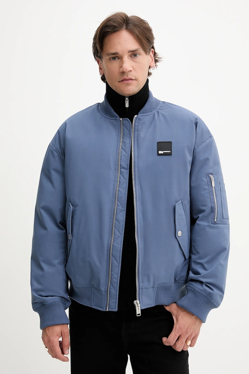 Bomber bunda Karl Lagerfeld Jeans modrá barva, zimní, A3M15038