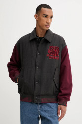 Bomber bunda s vlnou HUGO Blaine_RB šedá barva, 50549448