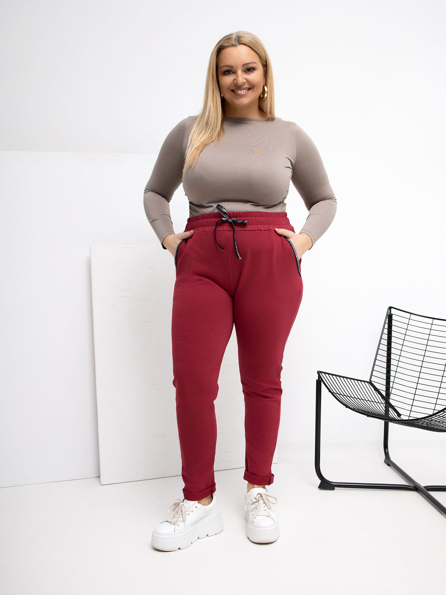 Bordové tepláky Plus Size