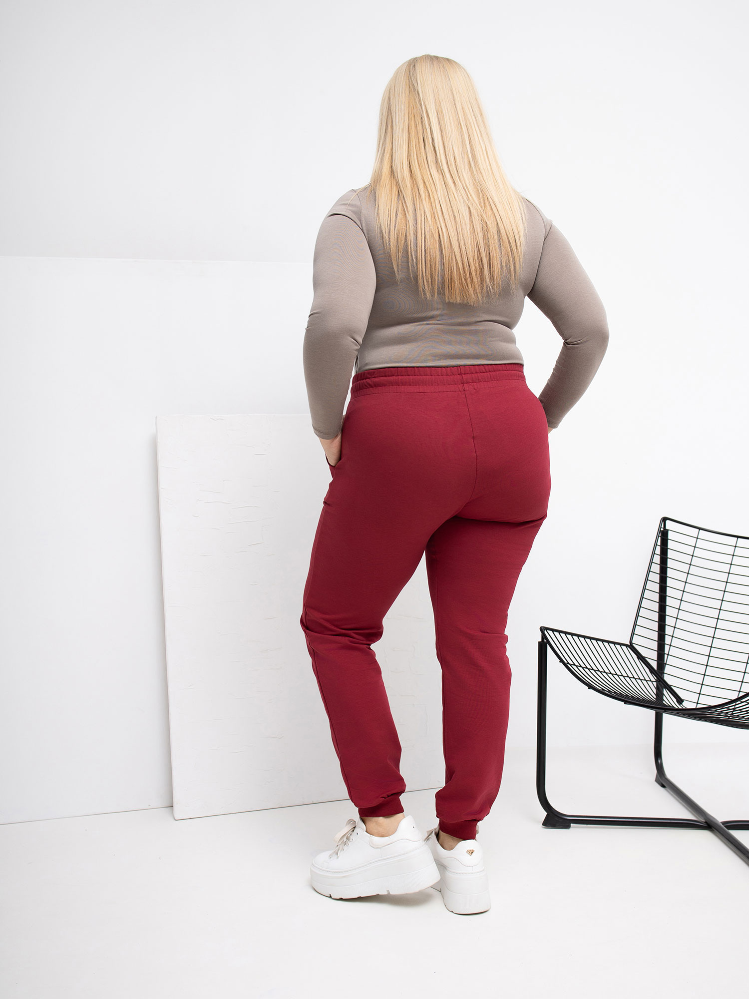 Bordové tepláky Plus Size