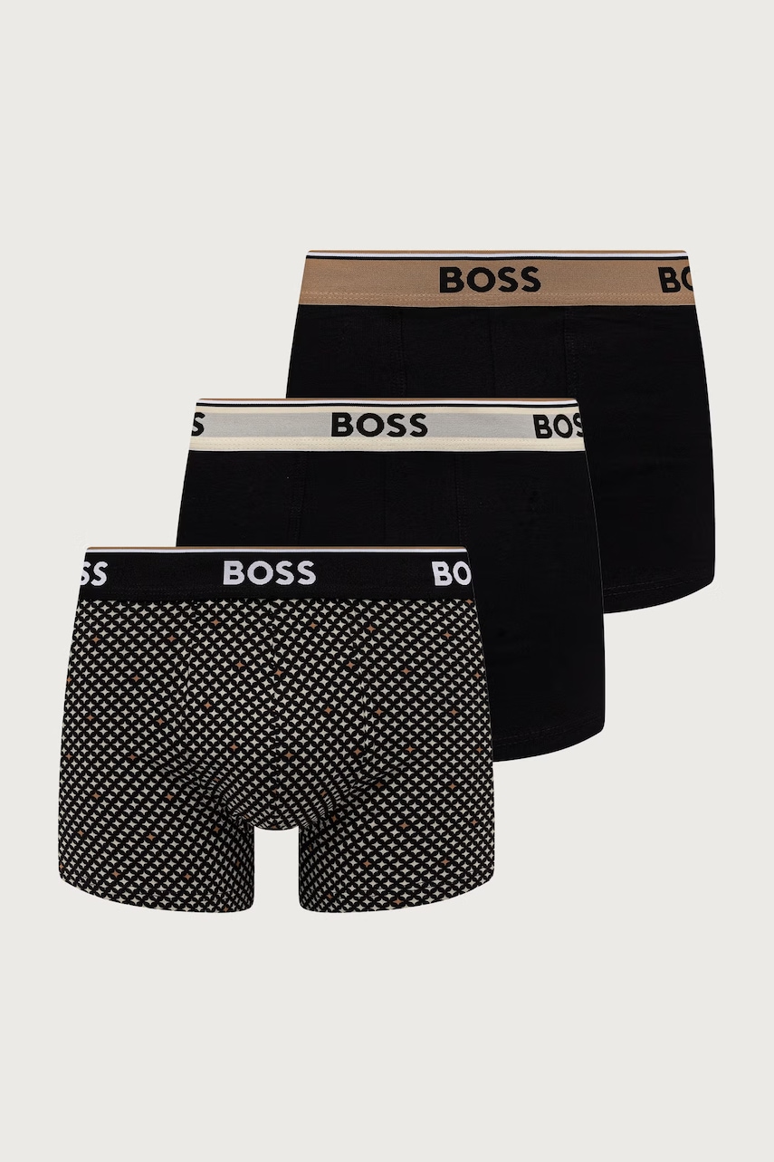 BOSS  boxerky pánské bavlněné s elastanem Trunk 3P Power Desig 3-pack