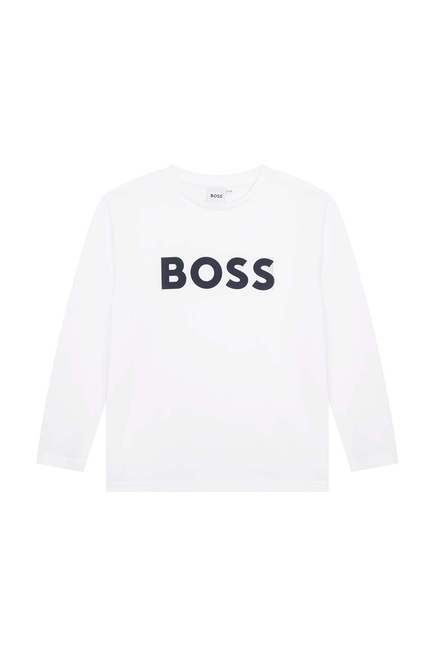 BOSS  Dětské bavlněné tričko s dlouhým rukávem