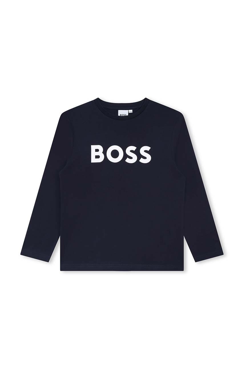 BOSS  Dětské bavlněné tričko s dlouhým rukávem