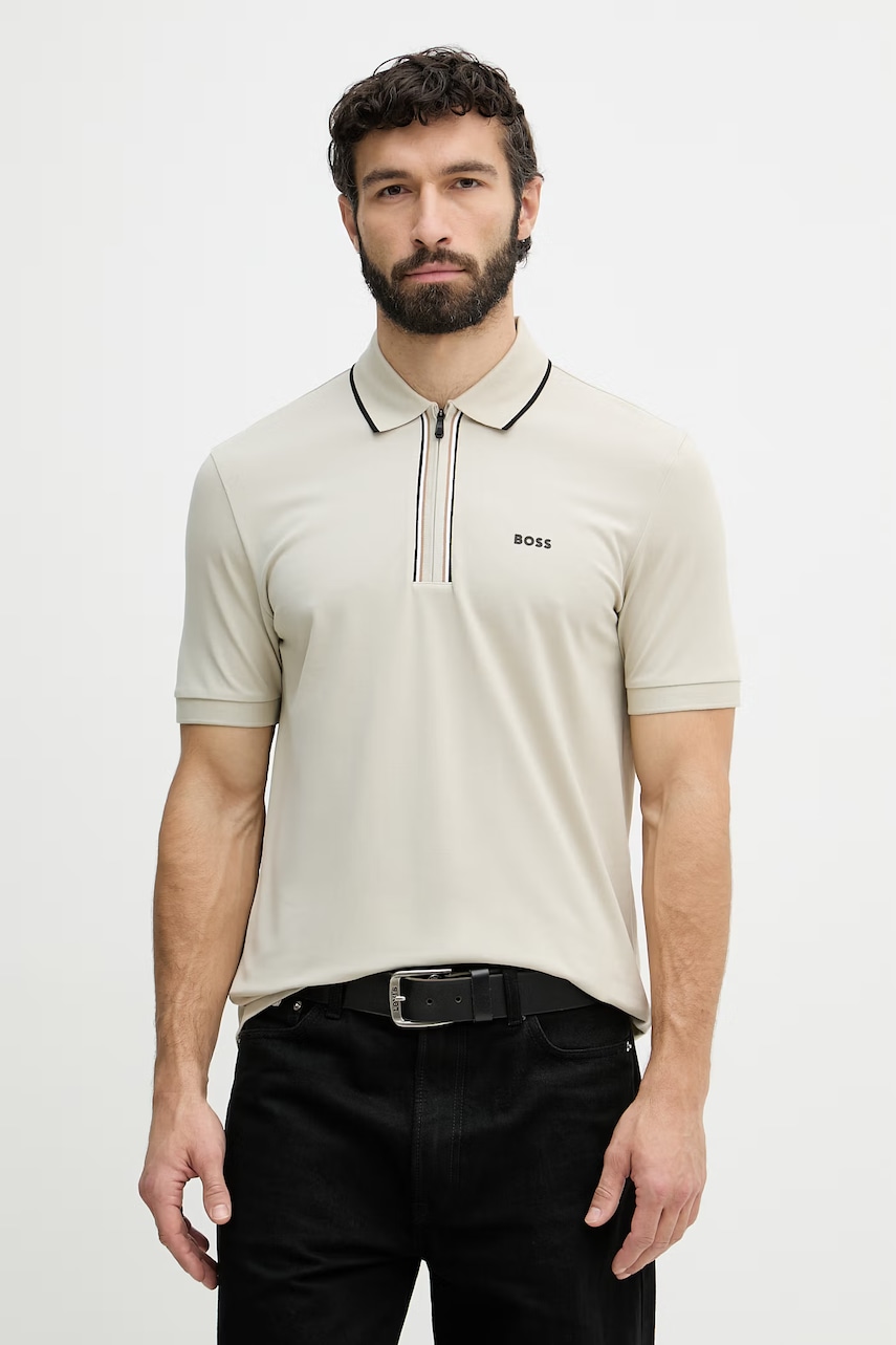 BOSS Green polo pánské bavlněné s elastanem