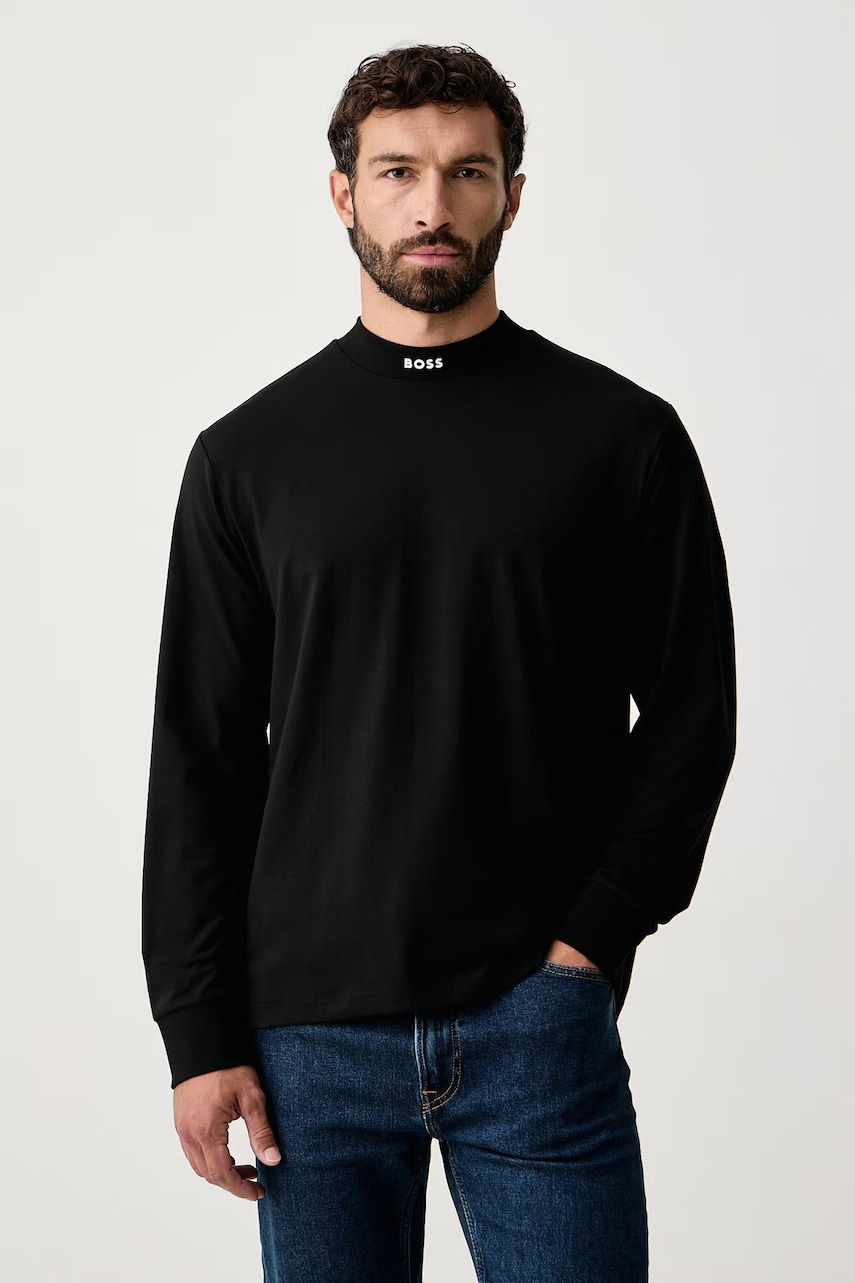 BOSS Green  tričko s dlouhým rukávem pánské bavlněné s elastanem Tee Collar Long