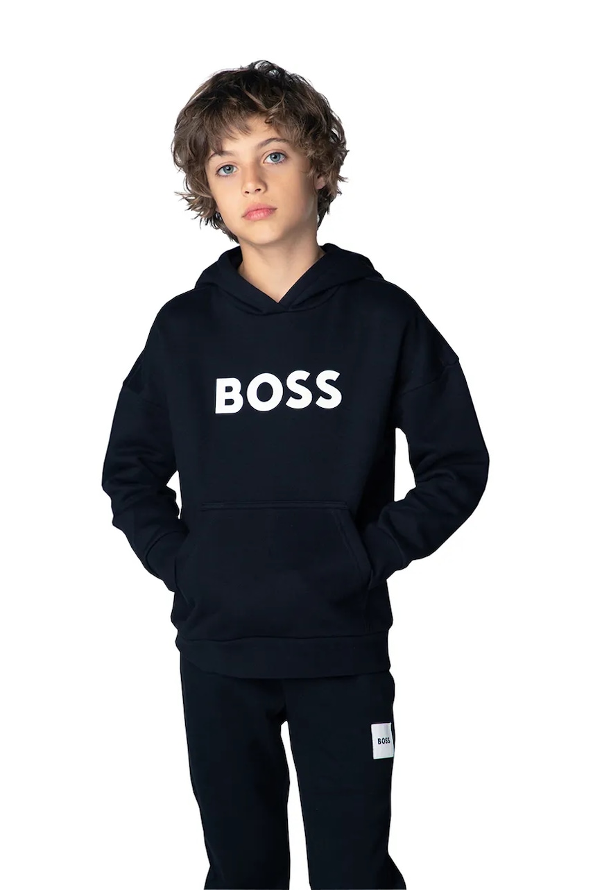 BOSS  mikina s kapucí dětská s bavlnou
