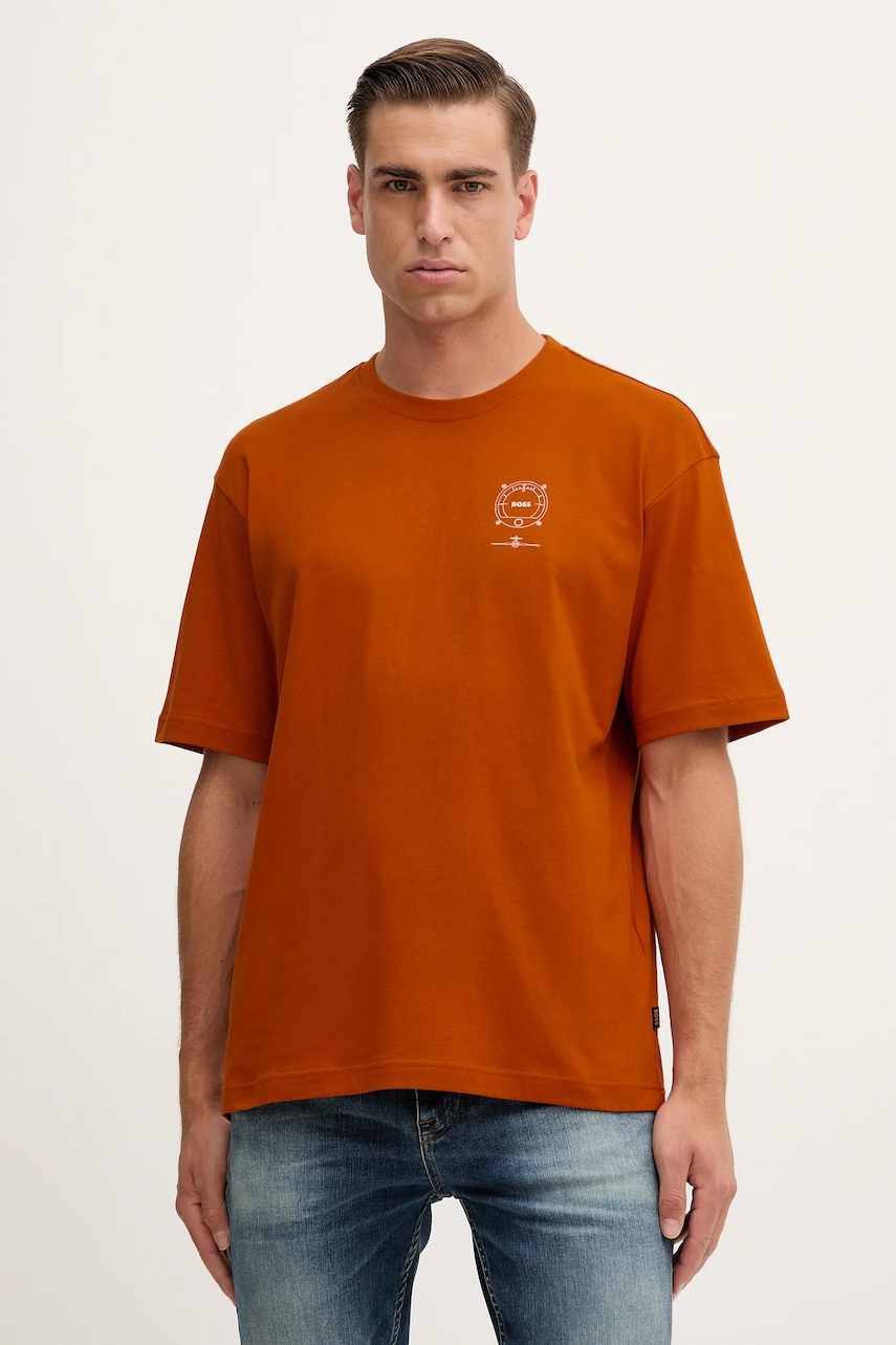 BOSS Orange  Bavlněné tričko  Te_voyage