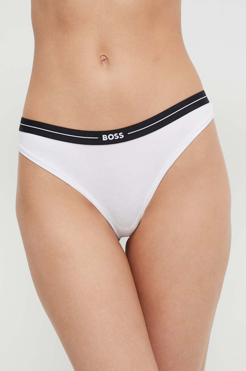 BOSS  tanga dámské bavlněné s elastanem 3P THONG 3-pack