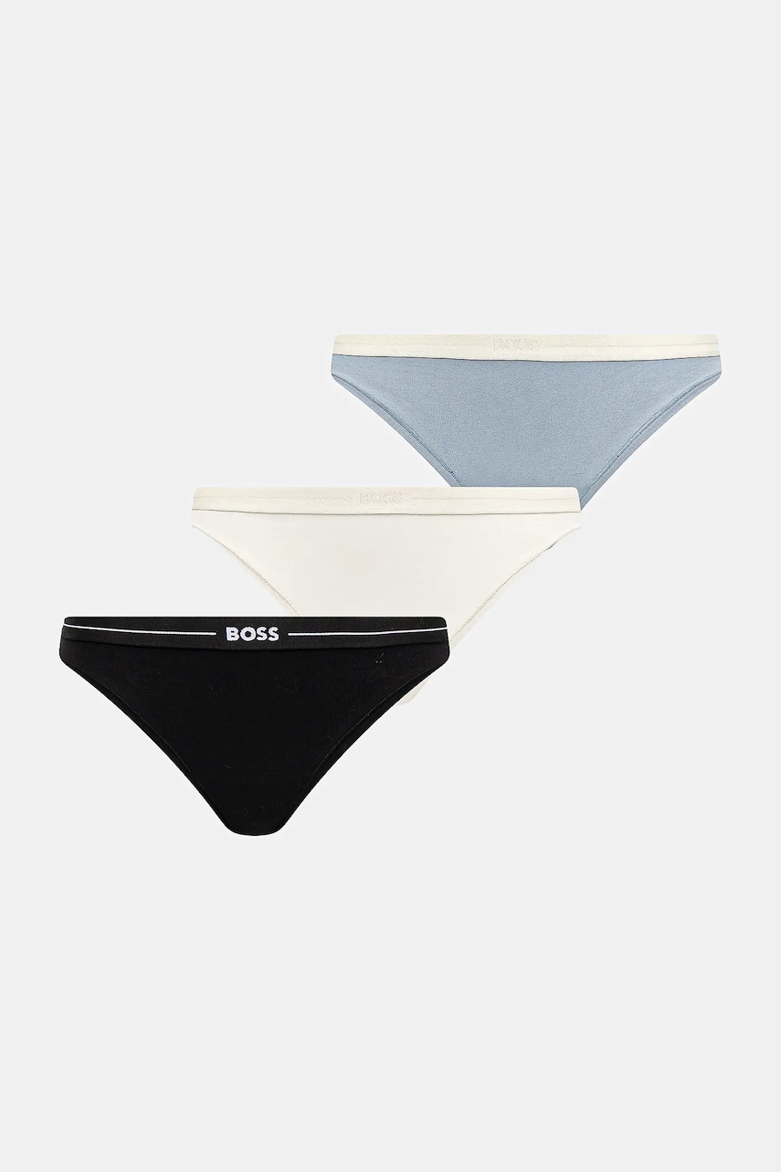 BOSS  tanga dámské bavlněné s elastanem 3P THONG 3-pack