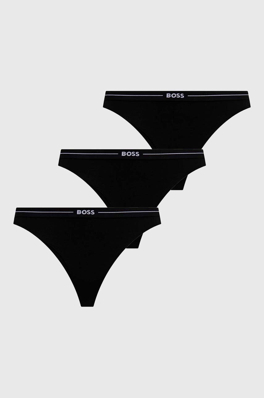 BOSS  tanga dámské bavlněné s elastanem 3P THONG 3-pack