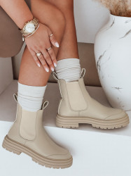 Botki damskie LUXIBOOTS na platformie beżowe Dstreet