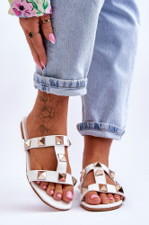 Boto Dámské pantofle s velkými cvočky Bíle Mercure