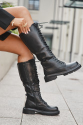 Boto Dámské zimní boty Glany s eko kůží černé Selvina