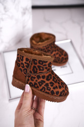 Boto Dětské Sněhule Semišové Teplé Leopard Gooby