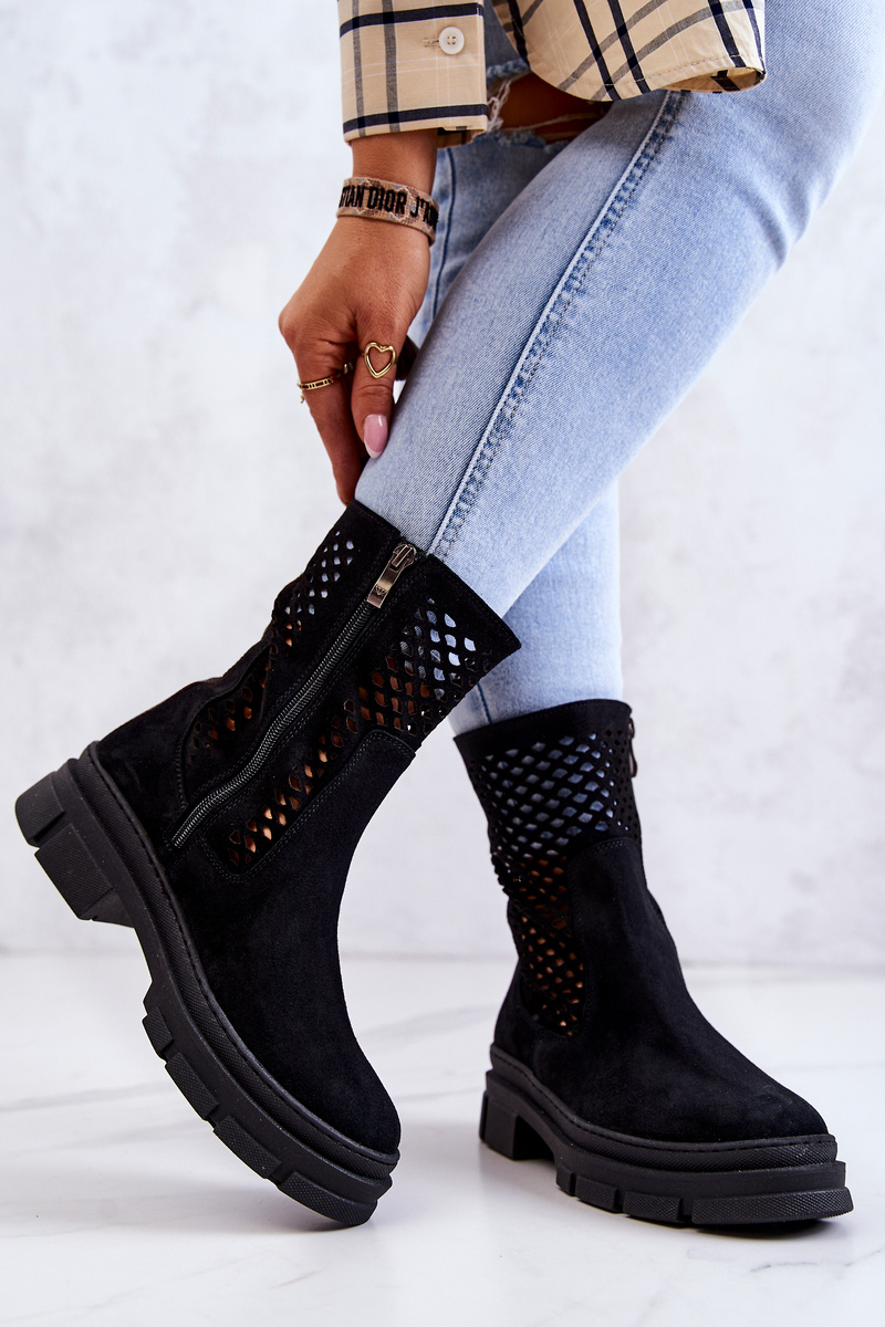 Boto Kožené boty Workers Nicole Černá 2711