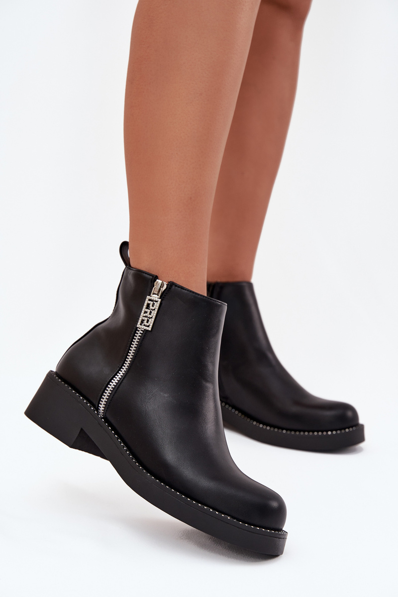 Boto Zateplené Nízké Boty Dámské S Cirkonii Černé Vionna