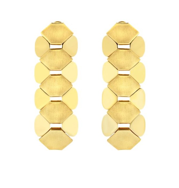 BREIL Extravagantní pozlacené náušnice Hexagonia TJ3636