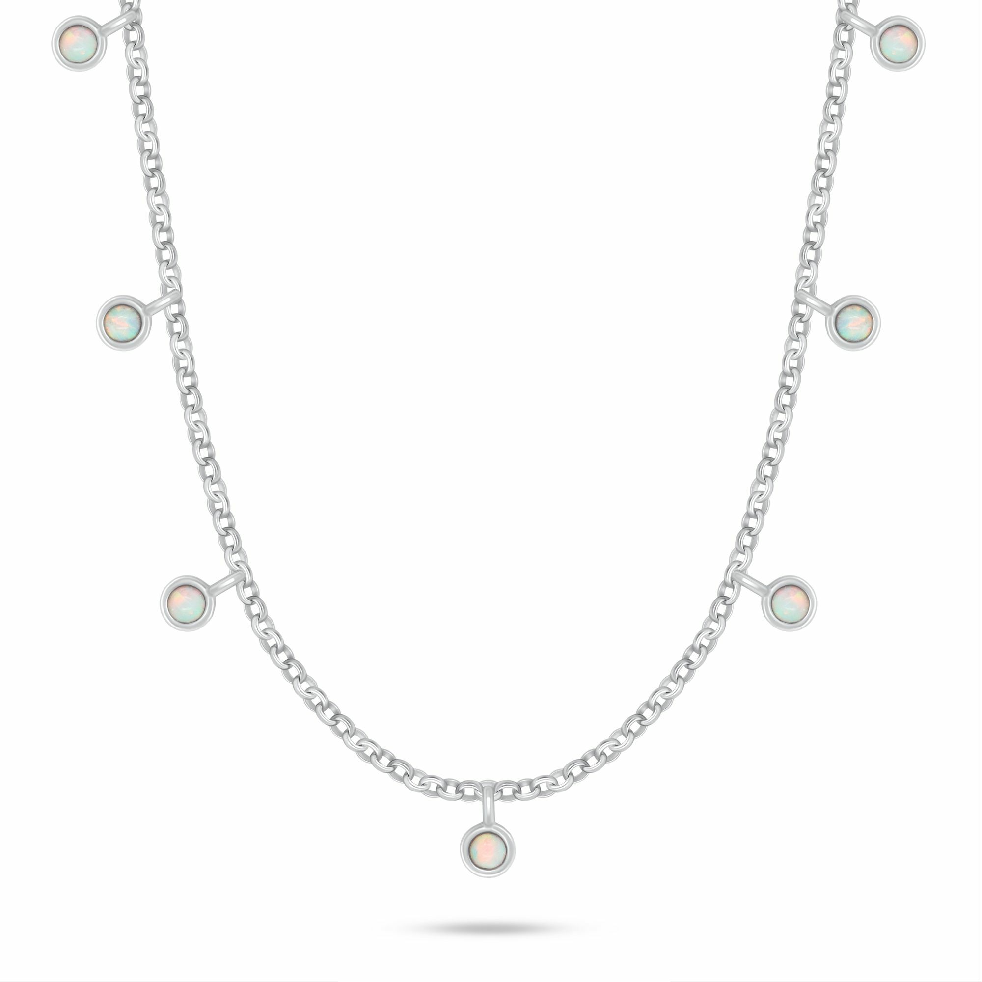 Brilio Silver Hravý stříbrný náhrdelník s bílými syntetickými opály NCL209W