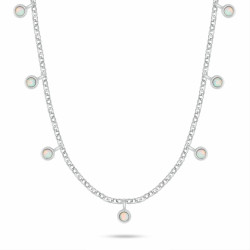 Brilio Silver Hravý stříbrný náhrdelník s bílými syntetickými opály NCL209W