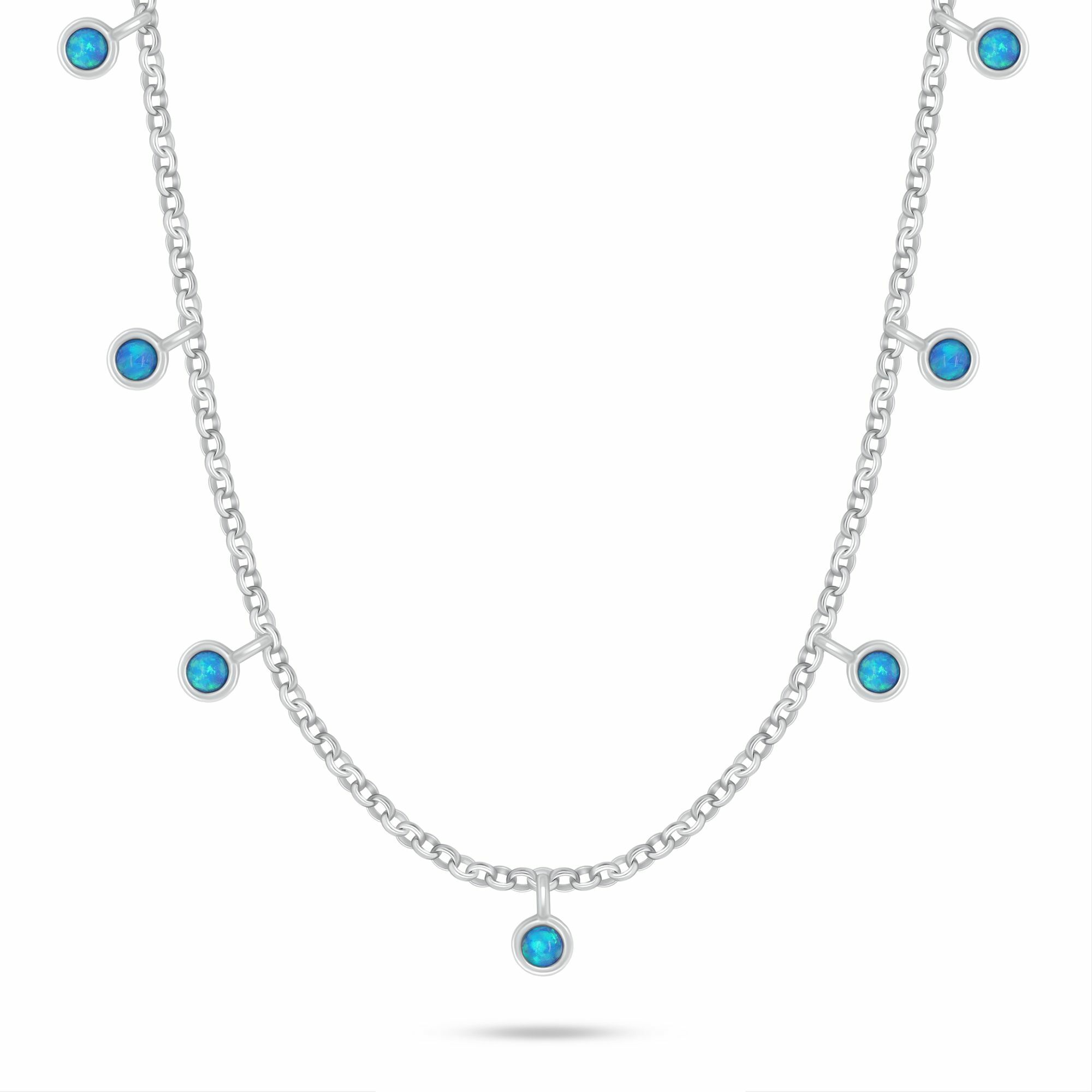 Brilio Silver Hravý stříbrný náhrdelník s modrými syntetickými opály NCL209WB