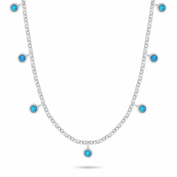 Brilio Silver Hravý stříbrný náhrdelník s modrými syntetickými opály NCL209WB