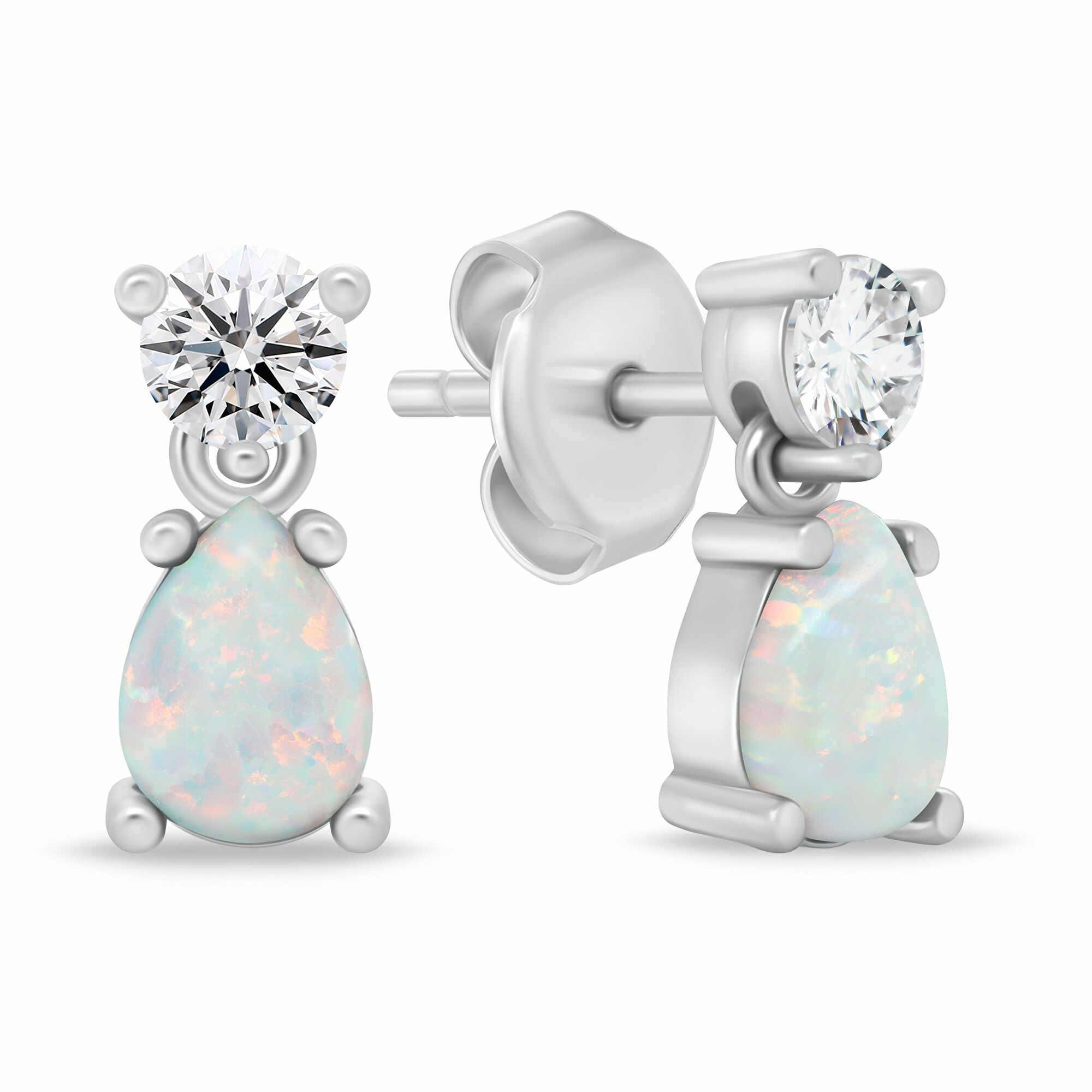 Brilio Silver Moderní stříbrné náušnice se syntetickými opály EA1187W