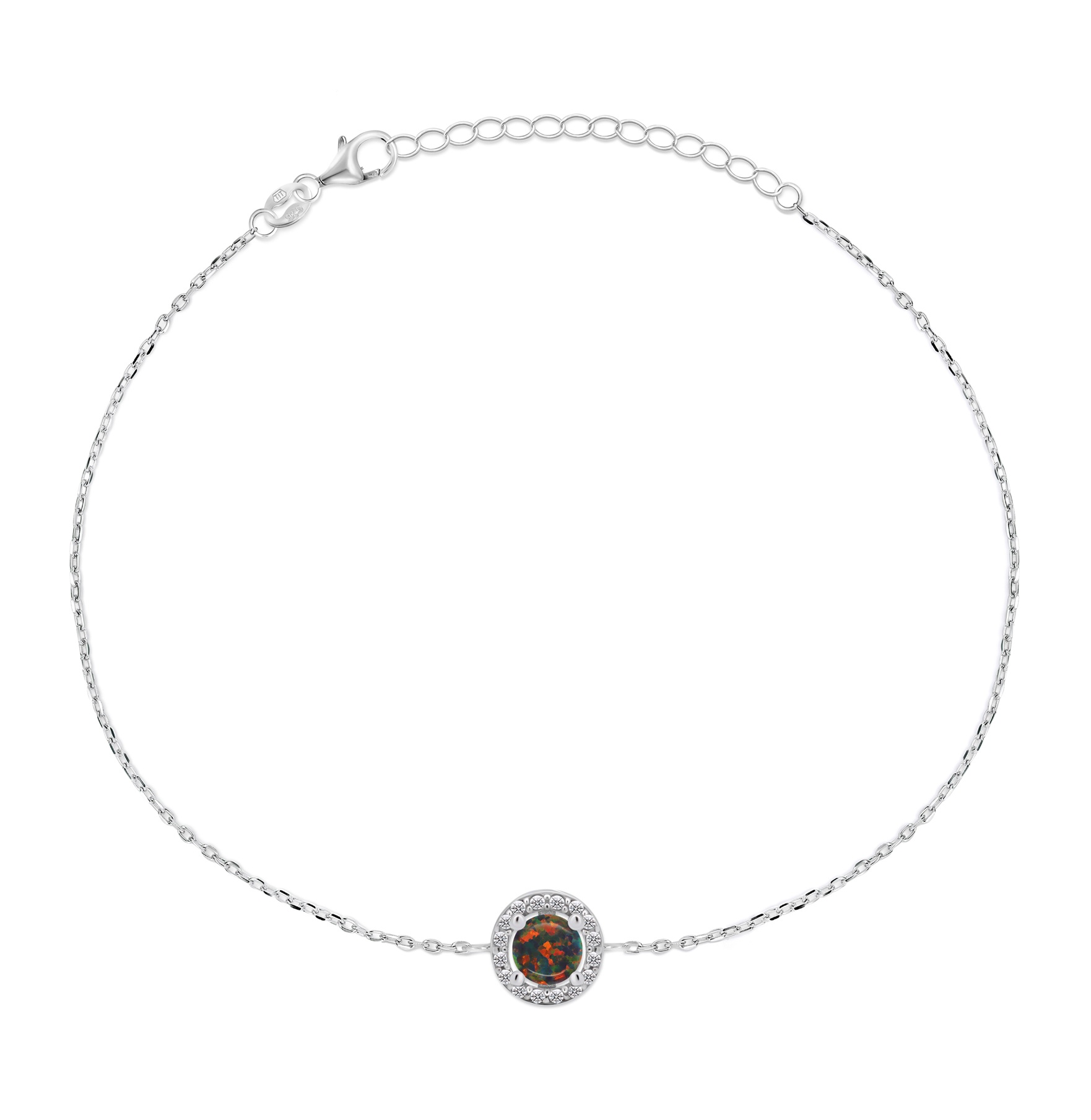 Brilio Silver Nádherný stříbrný náramek se syntetickým opálem BRC31WBC