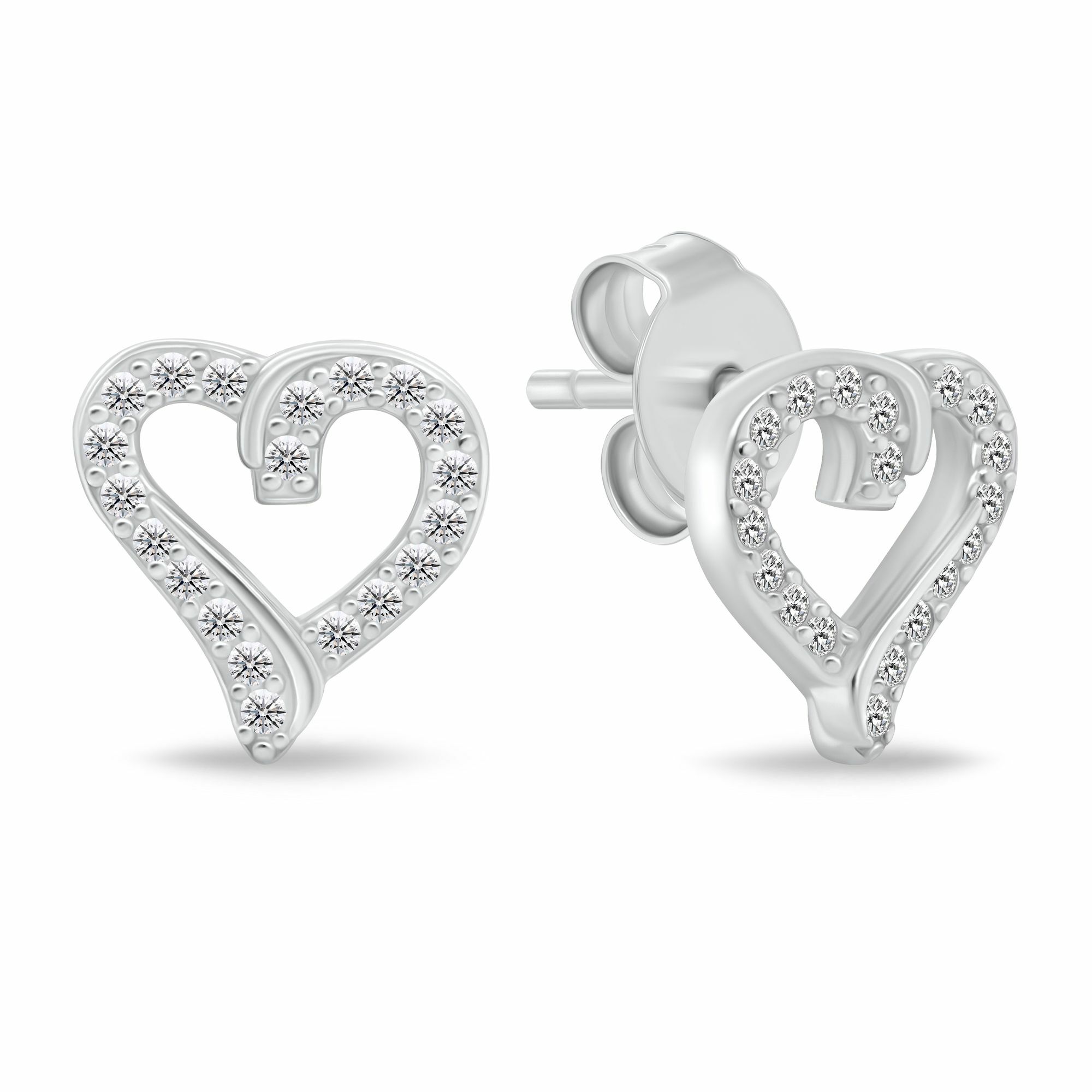 Brilio Silver Něžné stříbrné náušnice srdíčka se zirkony EA100W