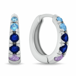 Brilio Silver Oslnivé stříbrné kruhy s barevnými zirkony EA1222WB