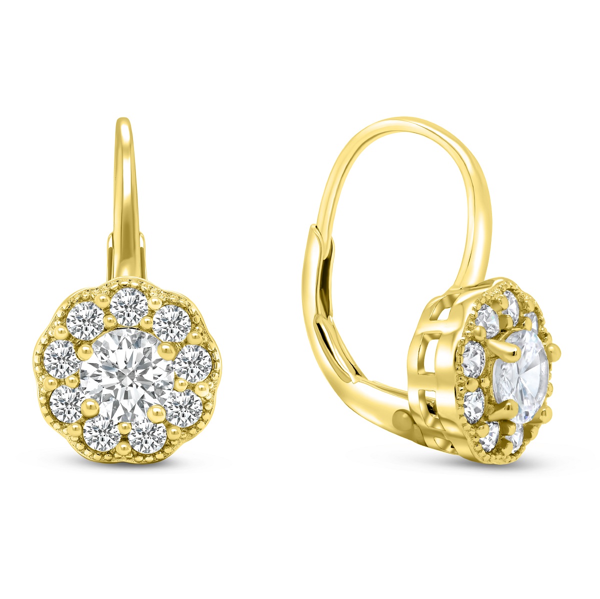 Brilio Silver Pozlacené visací náušnice ze stříbra se zirkony EA333Y