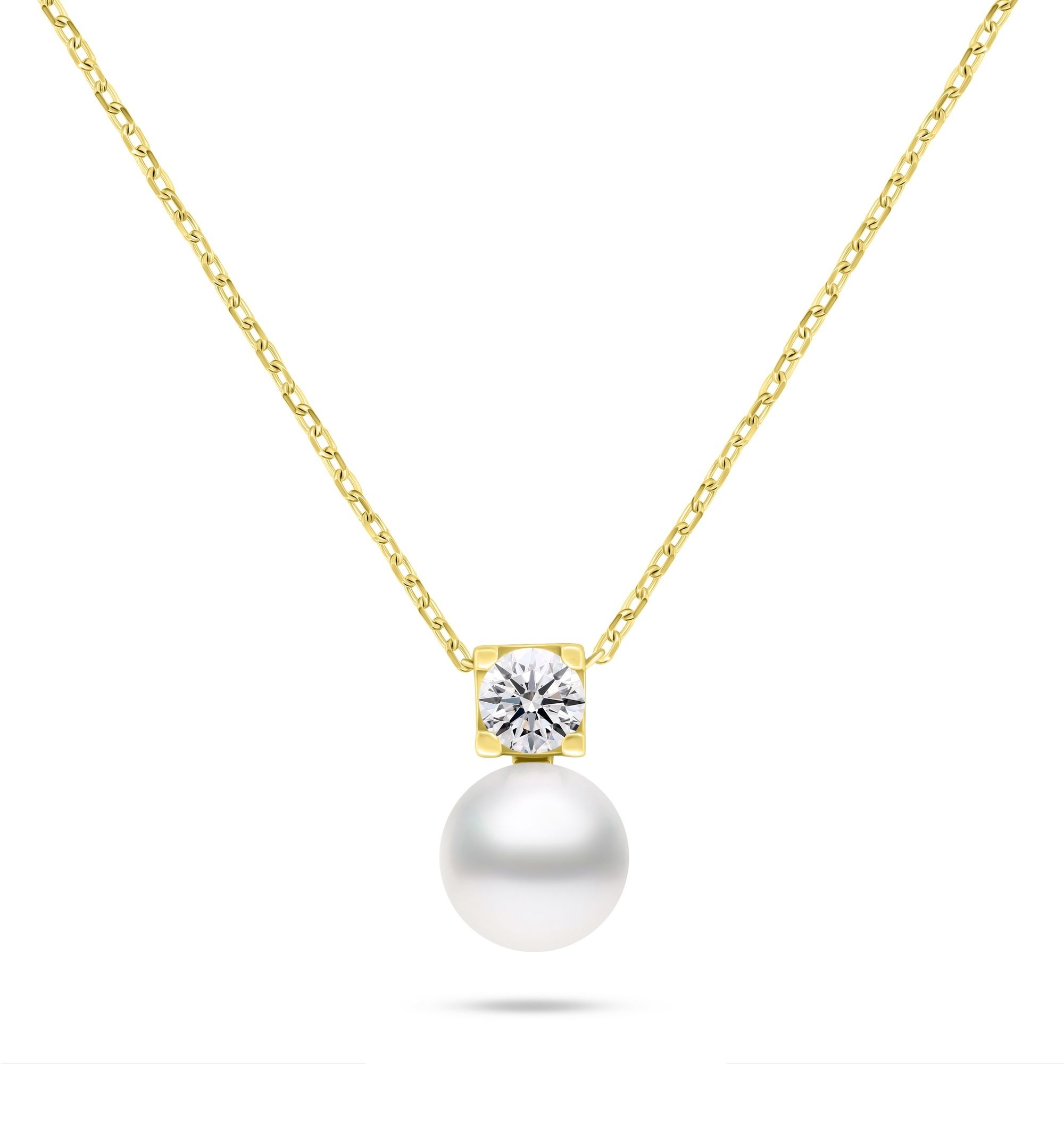 Brilio Silver Pozlacený náhrdelník s pravou perlou a kubickým zirkonem NCL212Y