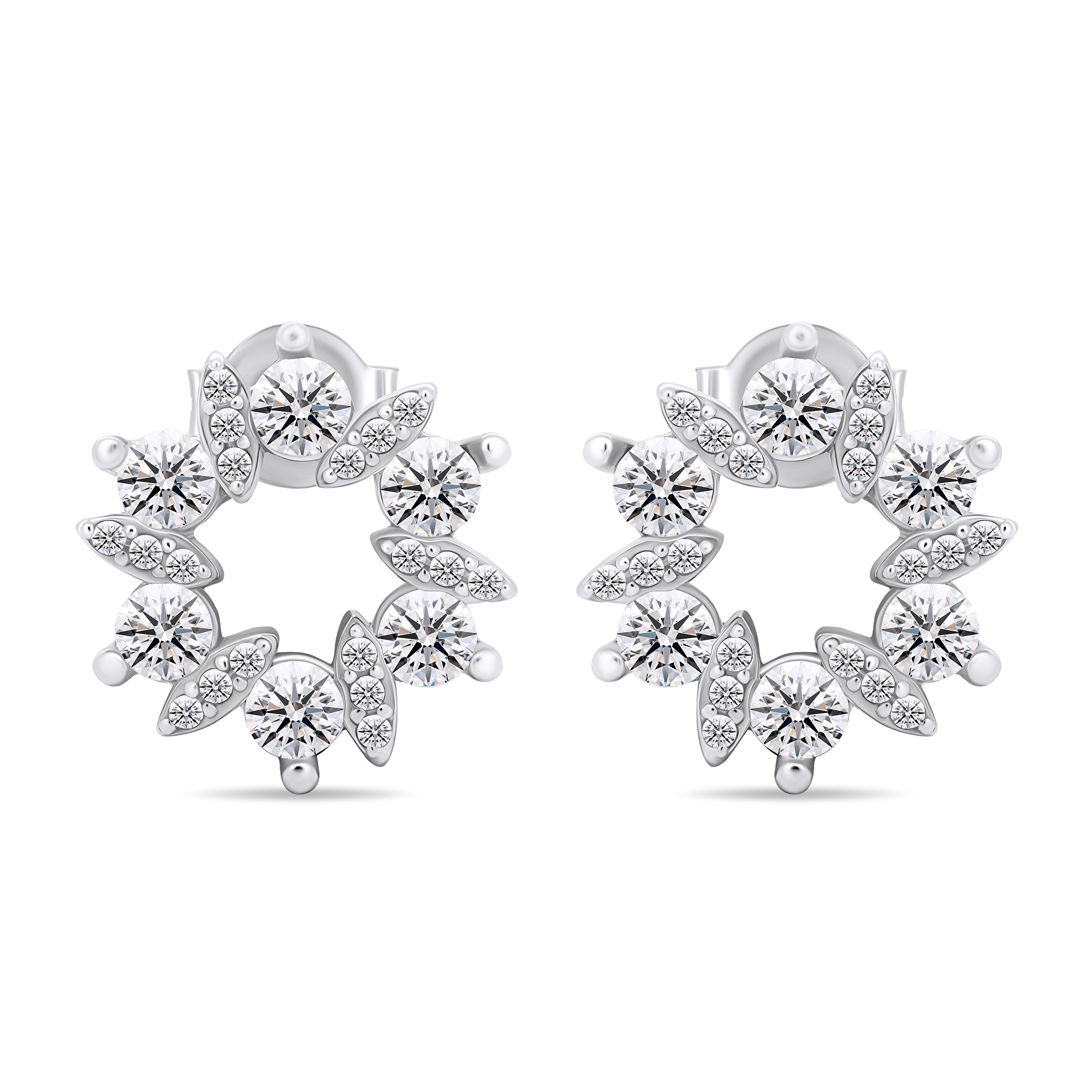 Brilio Silver Půvabné stříbrné náušnice s čirými zirkony EA593W