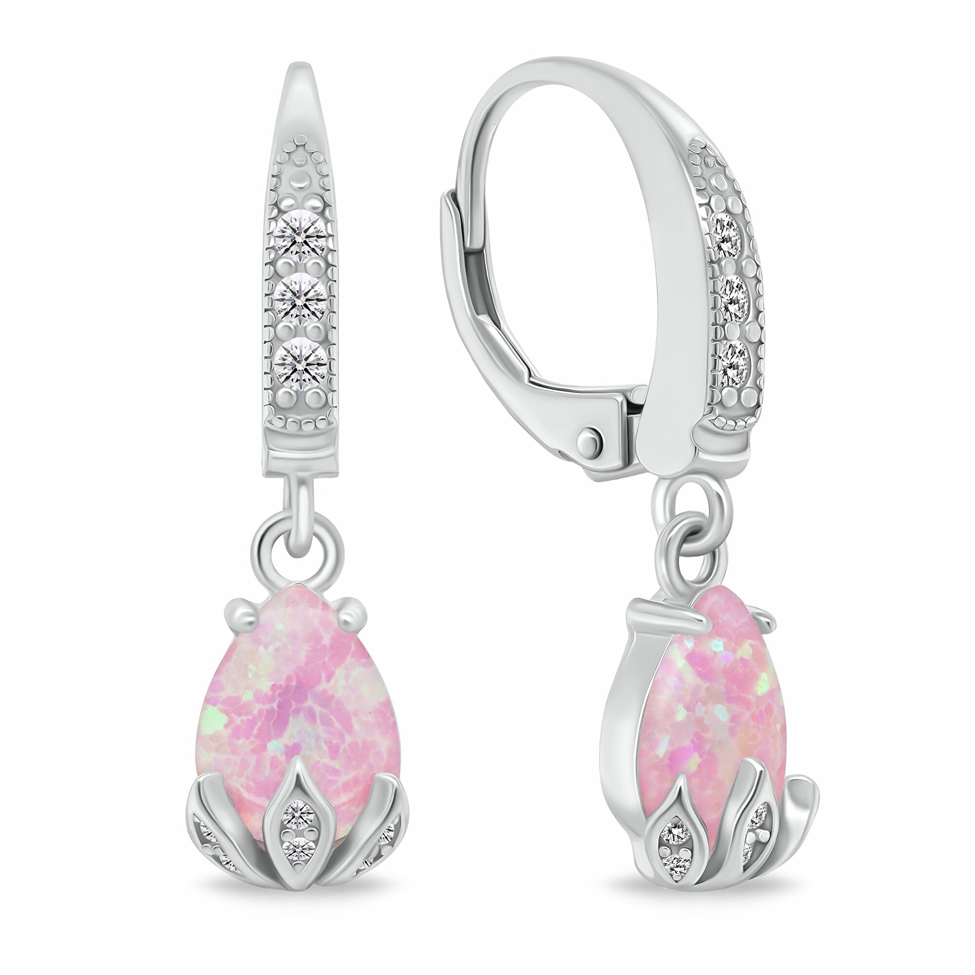 Brilio Silver Půvabné stříbrné náušnice s růžovými opály EA929WP