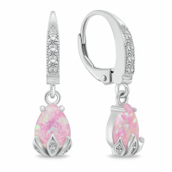 Brilio Silver Půvabné stříbrné náušnice s růžovými opály EA929WP