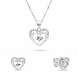 Brilio Silver Slušivý set stříbrných šperků Srdíčka s čirými zirkony SET295W(náhrdelník, náušnice)