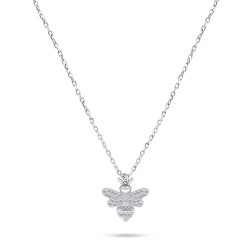 Brilio Silver Slušivý stříbrný náhrdelník Včelka se zirkony NCL88W