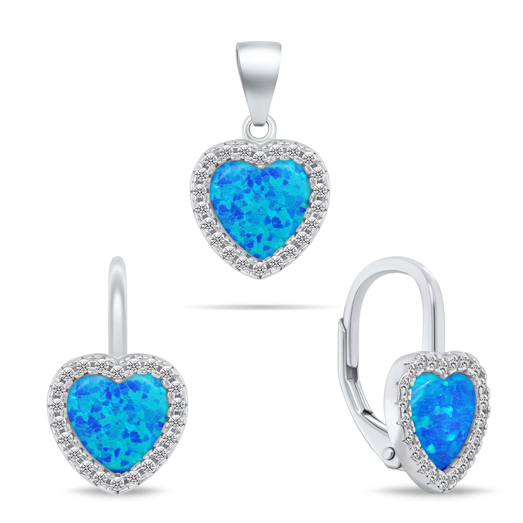 Brilio Silver Srdcový stříbrný set šperků SET299WB (náušnice, přívěsek)