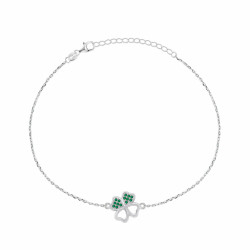 Brilio Silver Stříbrný náramek Čtyřlístek se zelenými zirkony BRC69WG