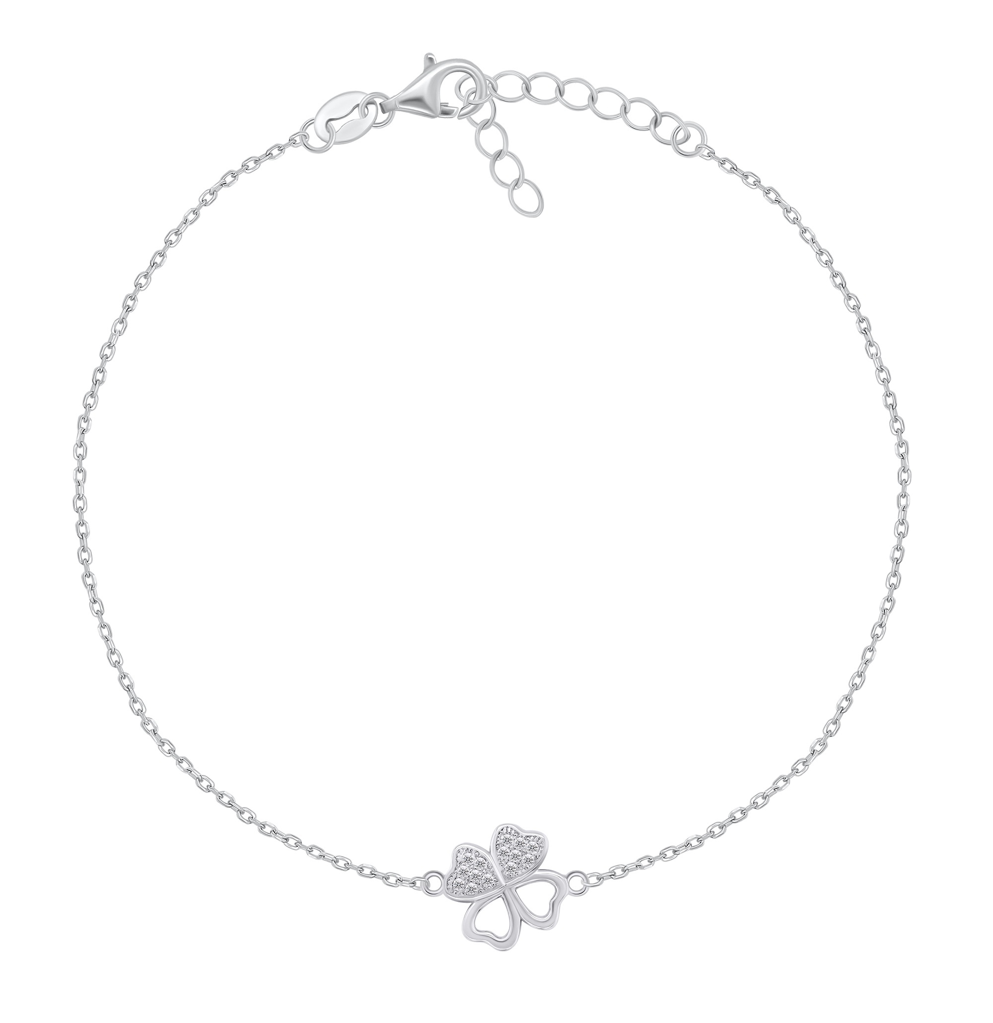 Brilio Silver Stříbrný náramek na nohu se čtyřlístkem ANK108W