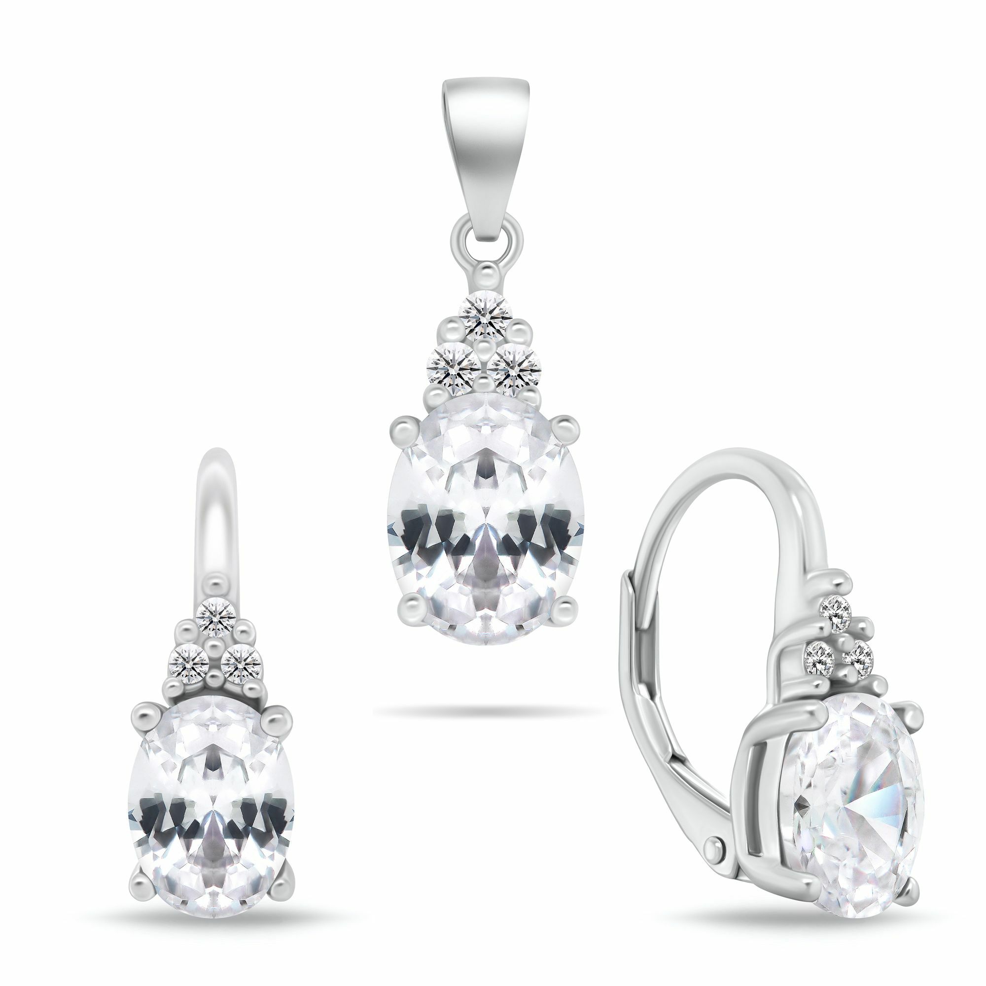 Brilio Silver Stříbrný set šperků s kubickými zirkony SET293W (přívěsek, náušnice)