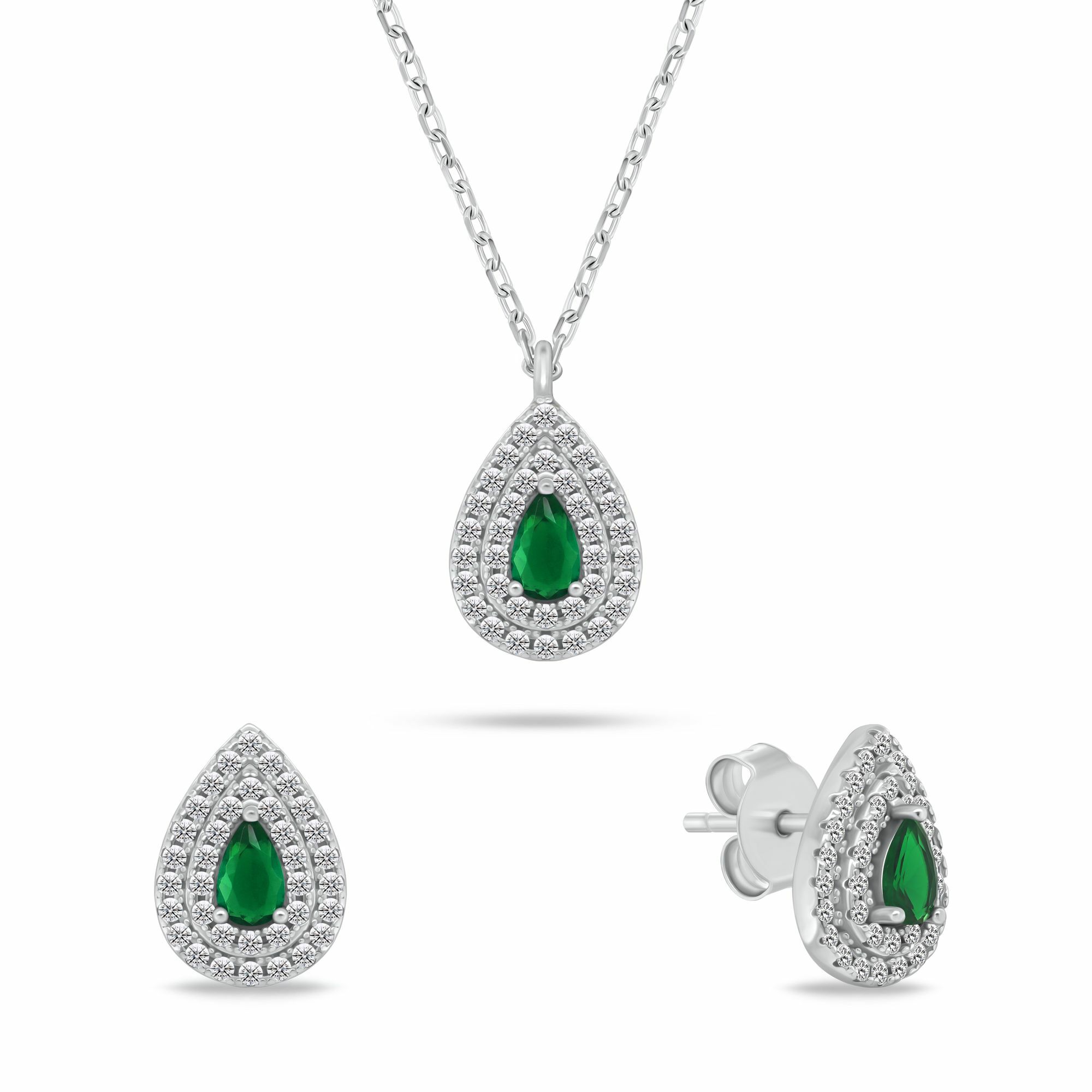 Brilio Silver Stříbrný set šperků se zirkony Tear Drop SET284WG (náhrdelník, náušnice)