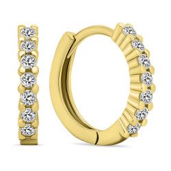 Brilio Silver Třpytivé pozlacené kruhové náušnice se zirkony EA665Y