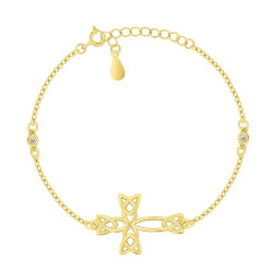 Brilio Silver Úchvatný pozlacený náramek pro ženy Kříž BRC209Y