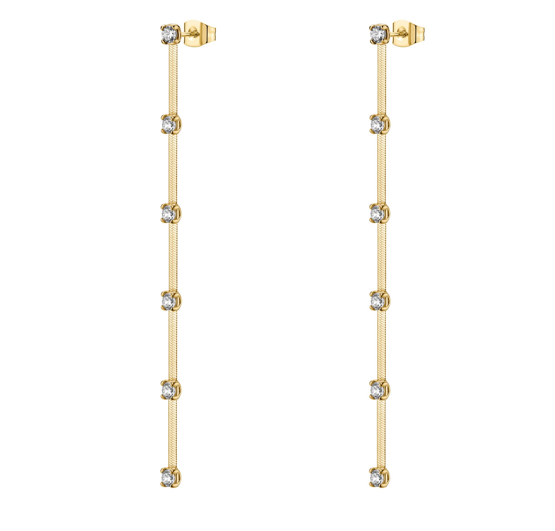 Brosway Dlouhé pozlacené náušnice s čirými zirkony Dreaming BIG26