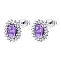 Brosway Elegantní stříbrné náušnice s ametystem Fancy Magic Purple FMP129
