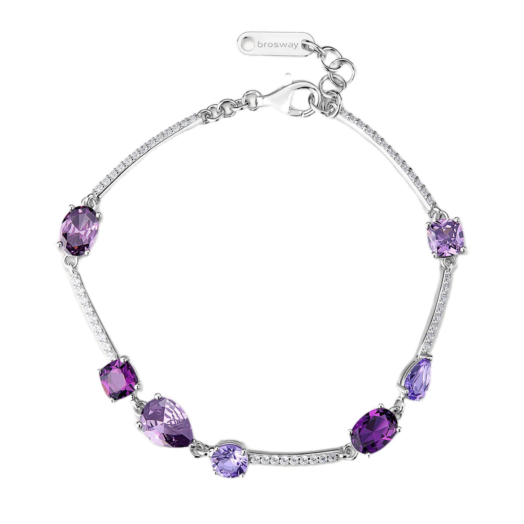 Brosway Stříbrný náramek s fialovými kubickými zirkony Fancy Magic Purple FMP132