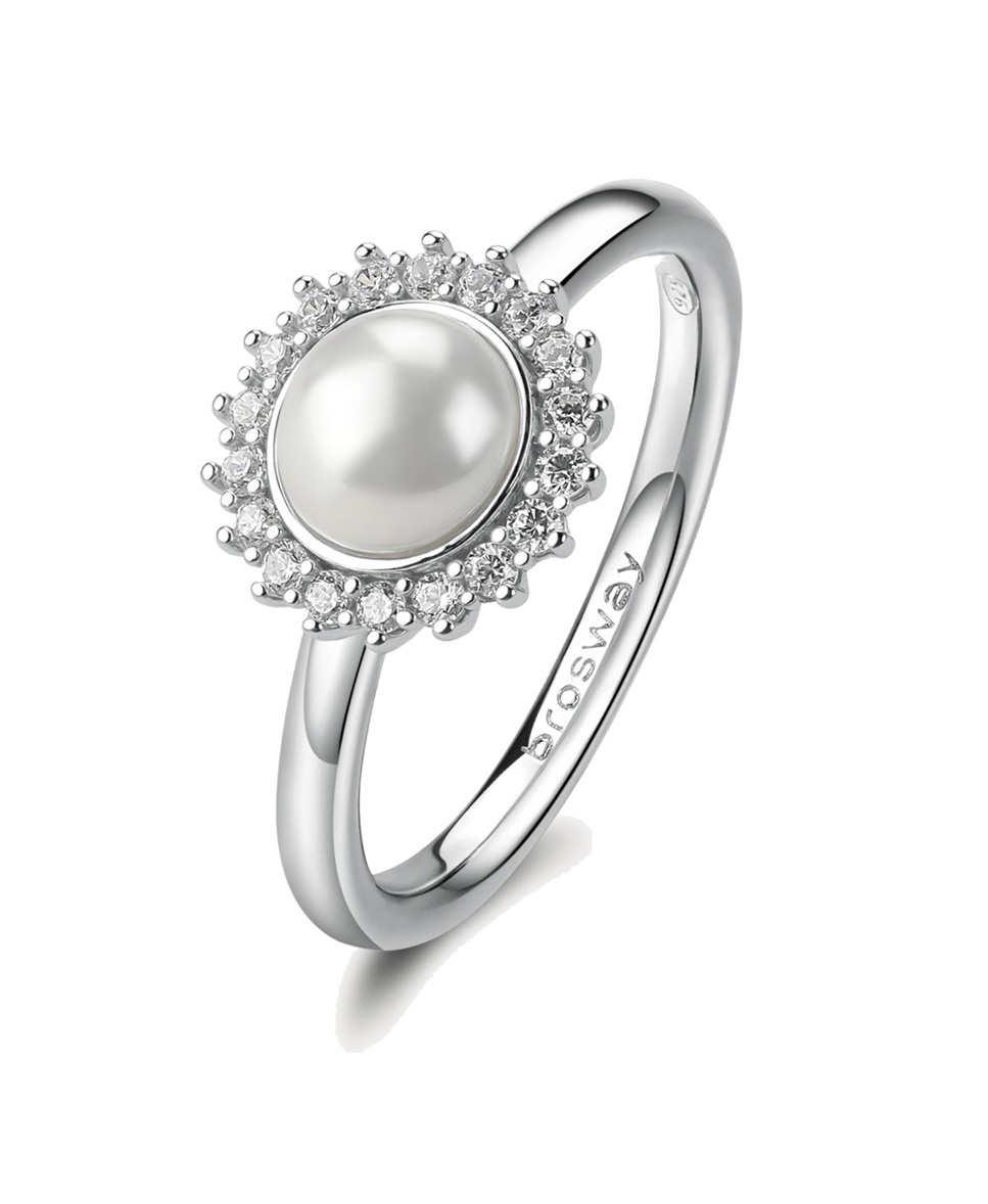 Brosway Stříbrný prsten se zirkony a perlou Fancy Infinite White FIW148 50 mm